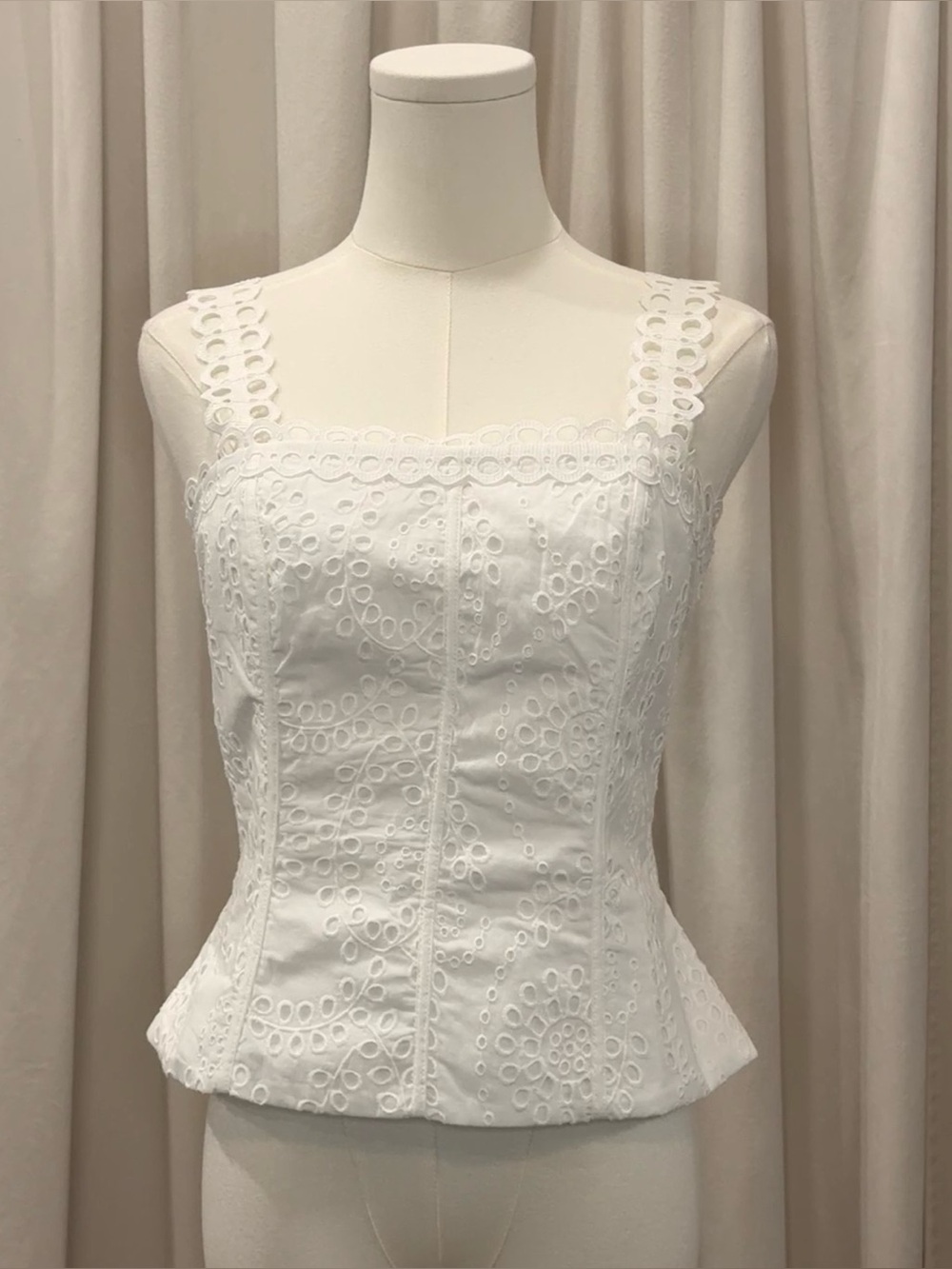 WHBM White Eyelet Bustier Top Size 2 NWT